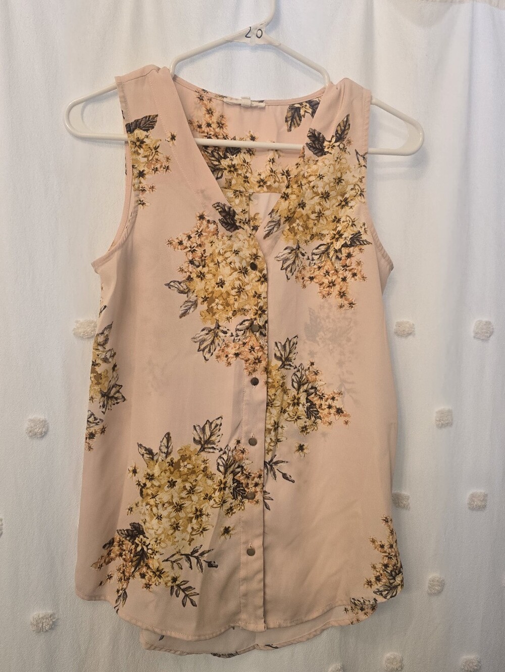 Mauriced Sleeveless Floral Button-Front Top in Blush Pink Size Xs